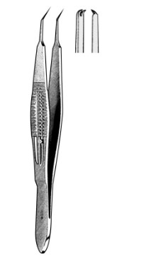 TYİNG  MİKRO FORSEPS TIRTIL SAPLI EĞRİ 0,4X6MM 1X2 DİŞ 15 CM